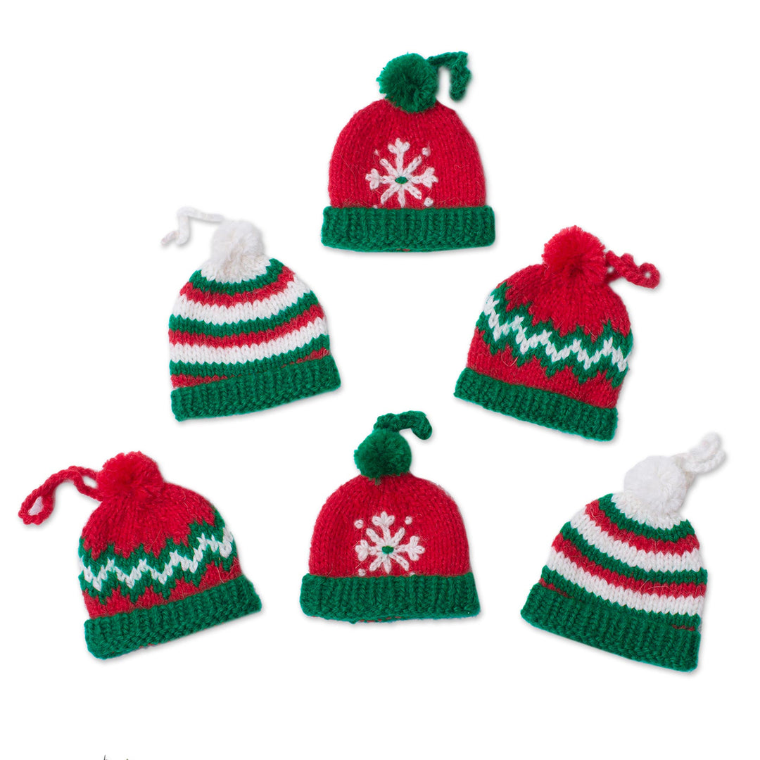Hand-Crocheted Christmas-Themed Ornaments (Set of 6) - Sweet Christmas Hats