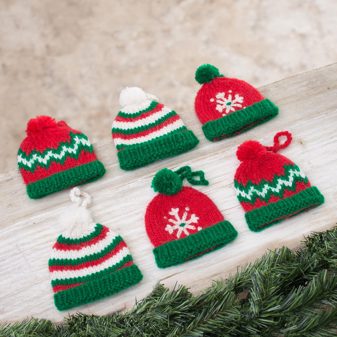 Hand-Crocheted Christmas-Themed Ornaments (Set of 6) - Sweet Christmas Hats
