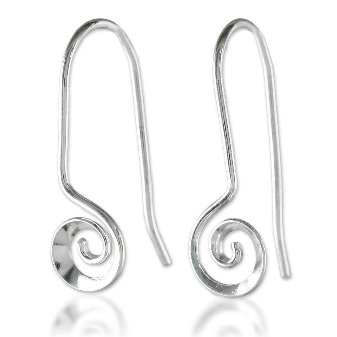 Spiraling Sterling Silver Drop Earrings from Thailand - Tiny Spirals