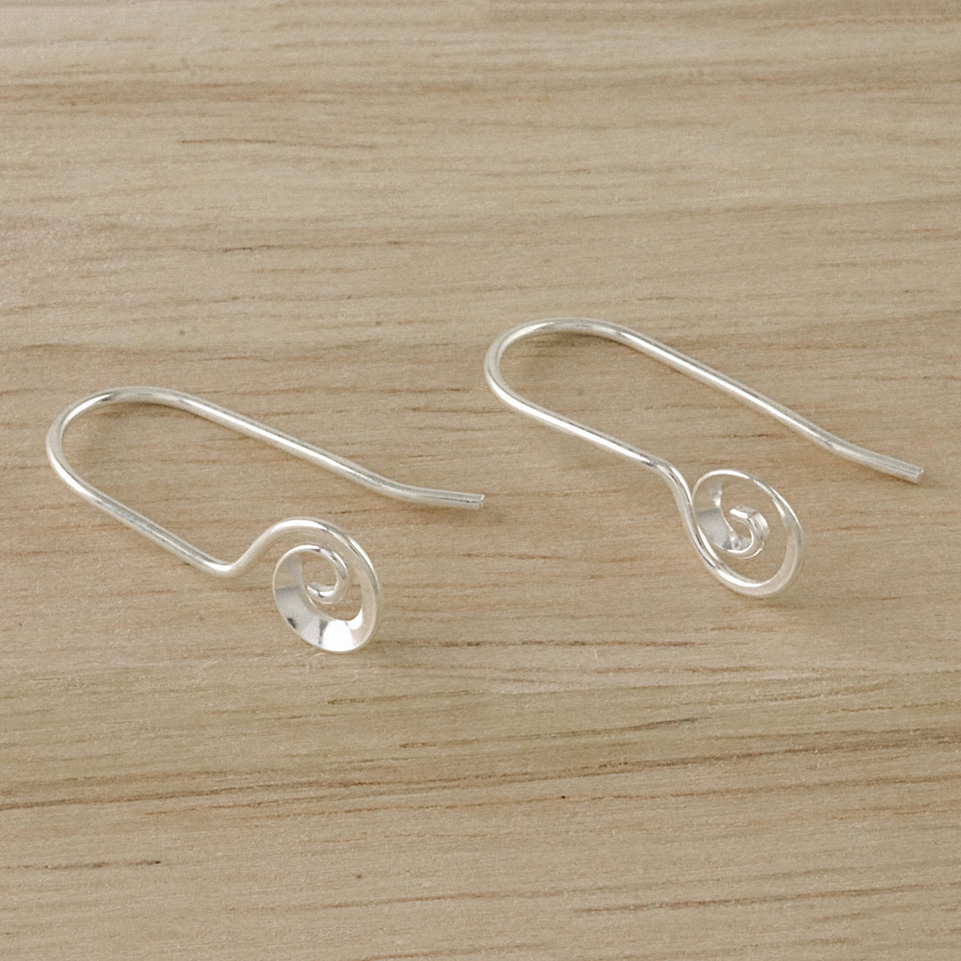 Spiraling Sterling Silver Drop Earrings from Thailand - Tiny Spirals