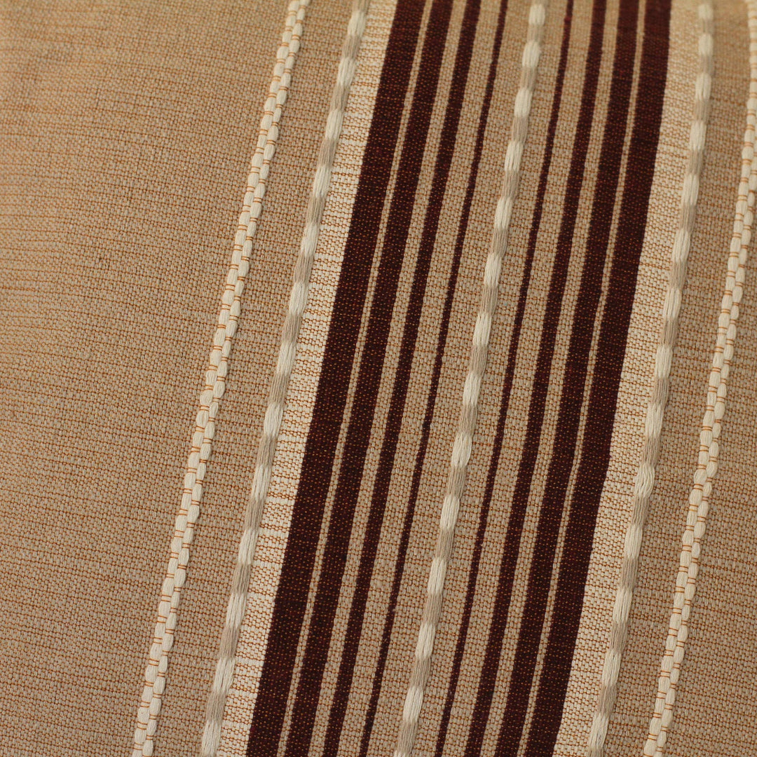 Handwoven Cotton Cushion Cover in Cafe Au Lait from Mexico - Relaxing Hue