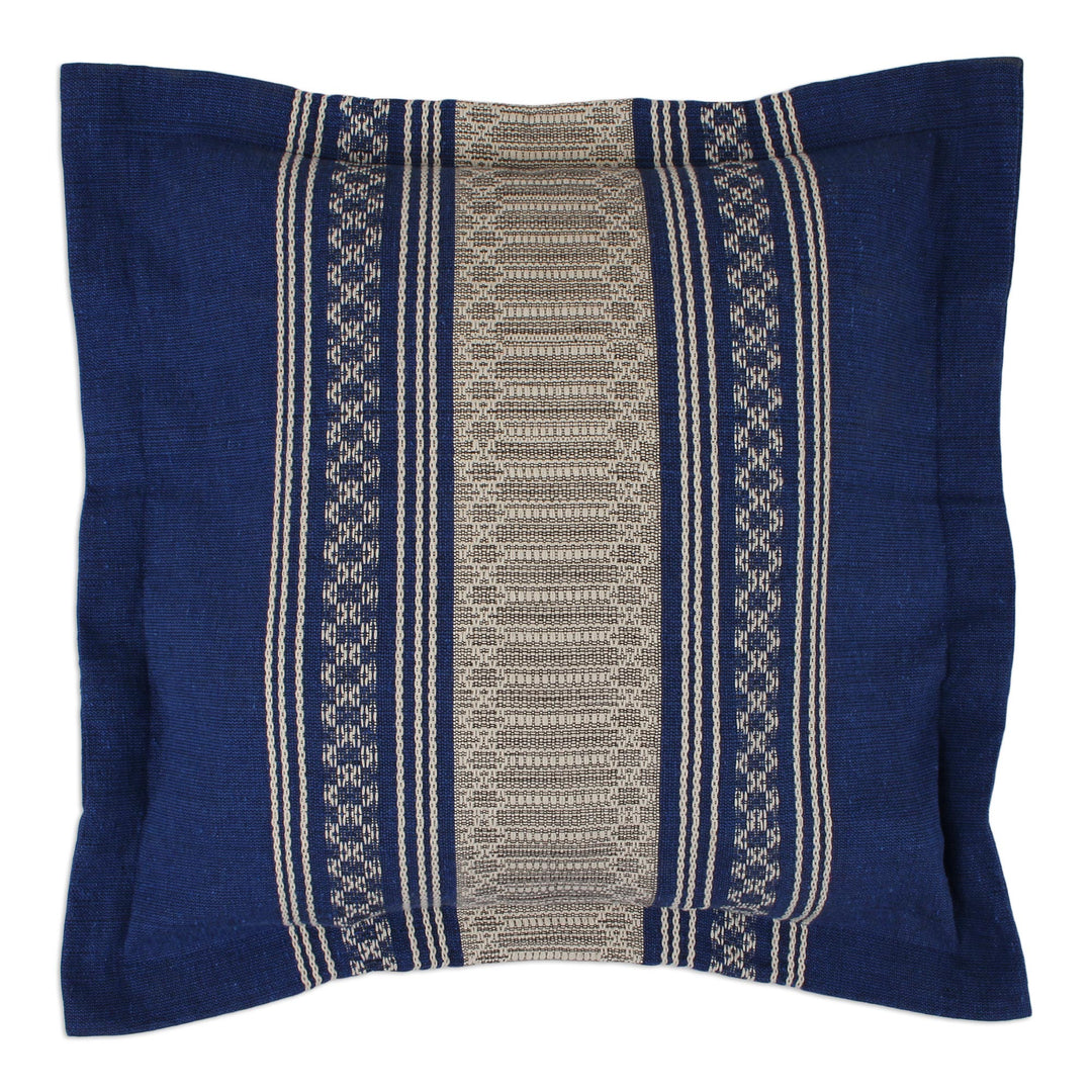 Handwoven Cotton Cushion Cover in Royal Blue from Mexico - Royal Blue Temptation