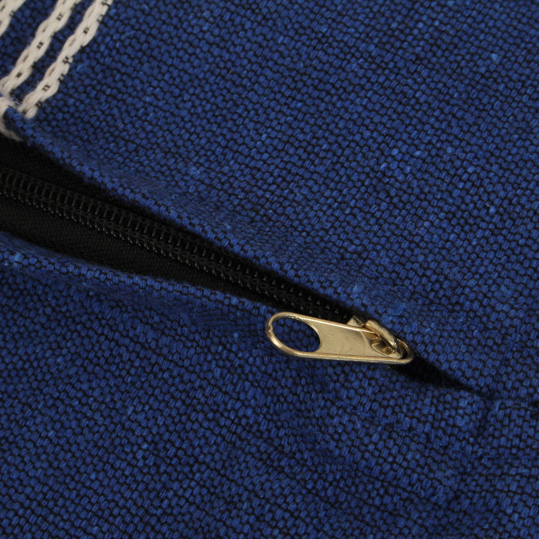 Handwoven Cotton Cushion Cover in Royal Blue from Mexico - Royal Blue Temptation