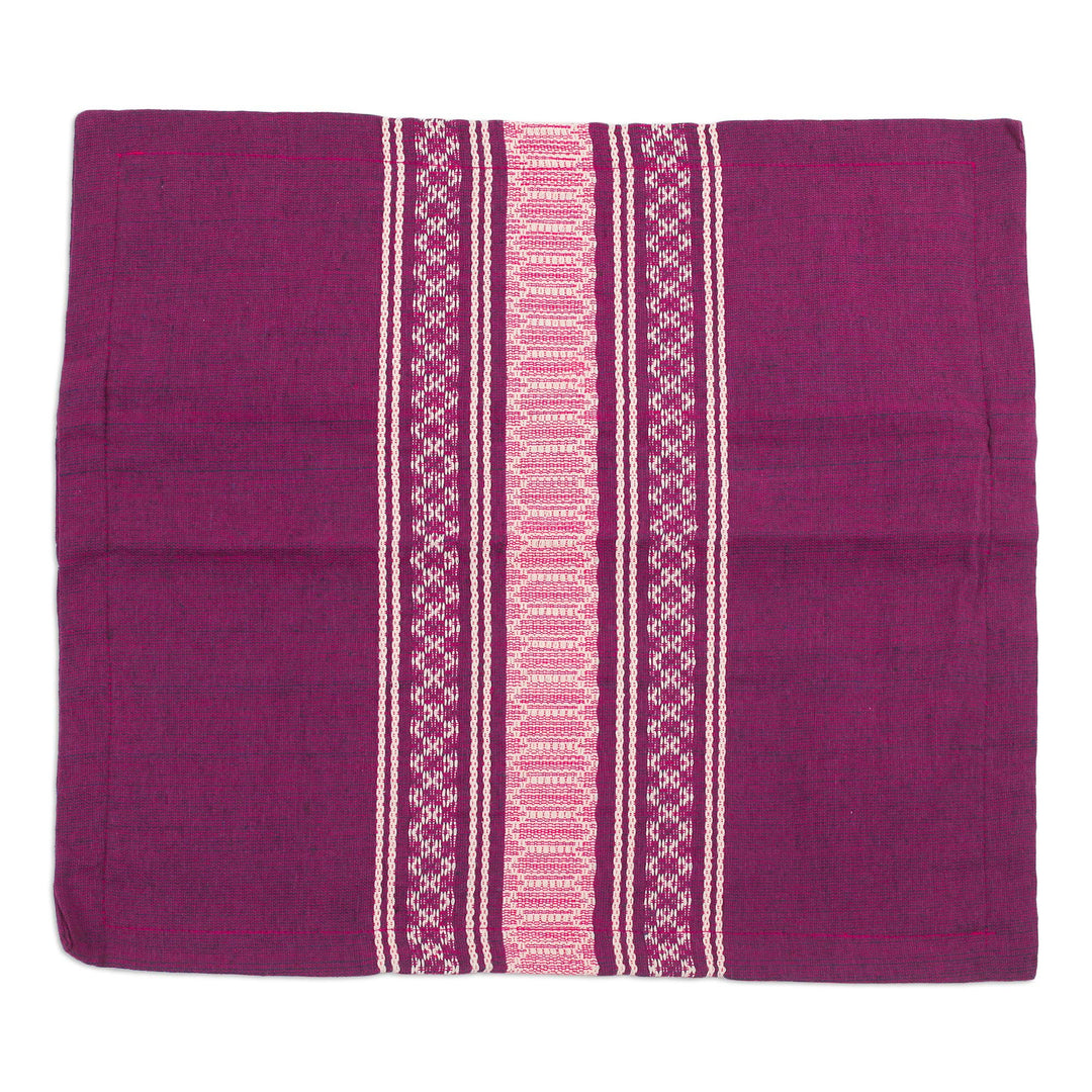 Handwoven Cotton Cushion Cover in Boysenberry from Mexico - Delicious Boysenberry