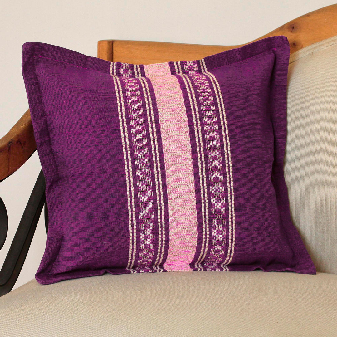 Handwoven Cotton Cushion Cover in Boysenberry from Mexico - Delicious Boysenberry