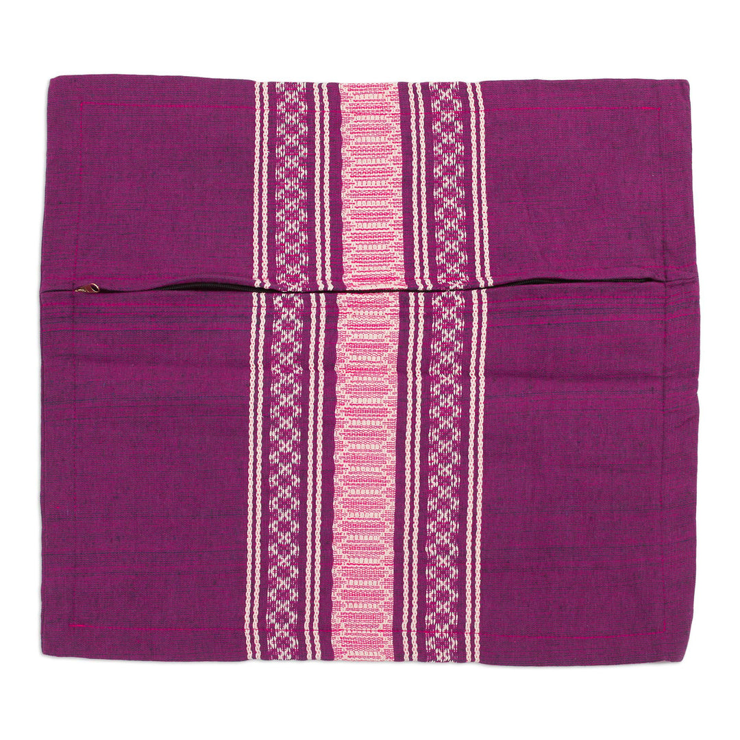 Handwoven Cotton Cushion Cover in Boysenberry from Mexico - Delicious Boysenberry