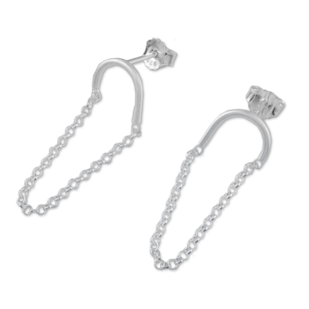 Rolo Chain Sterling Silver Dangle Earrings from Thailand - Chain Drop