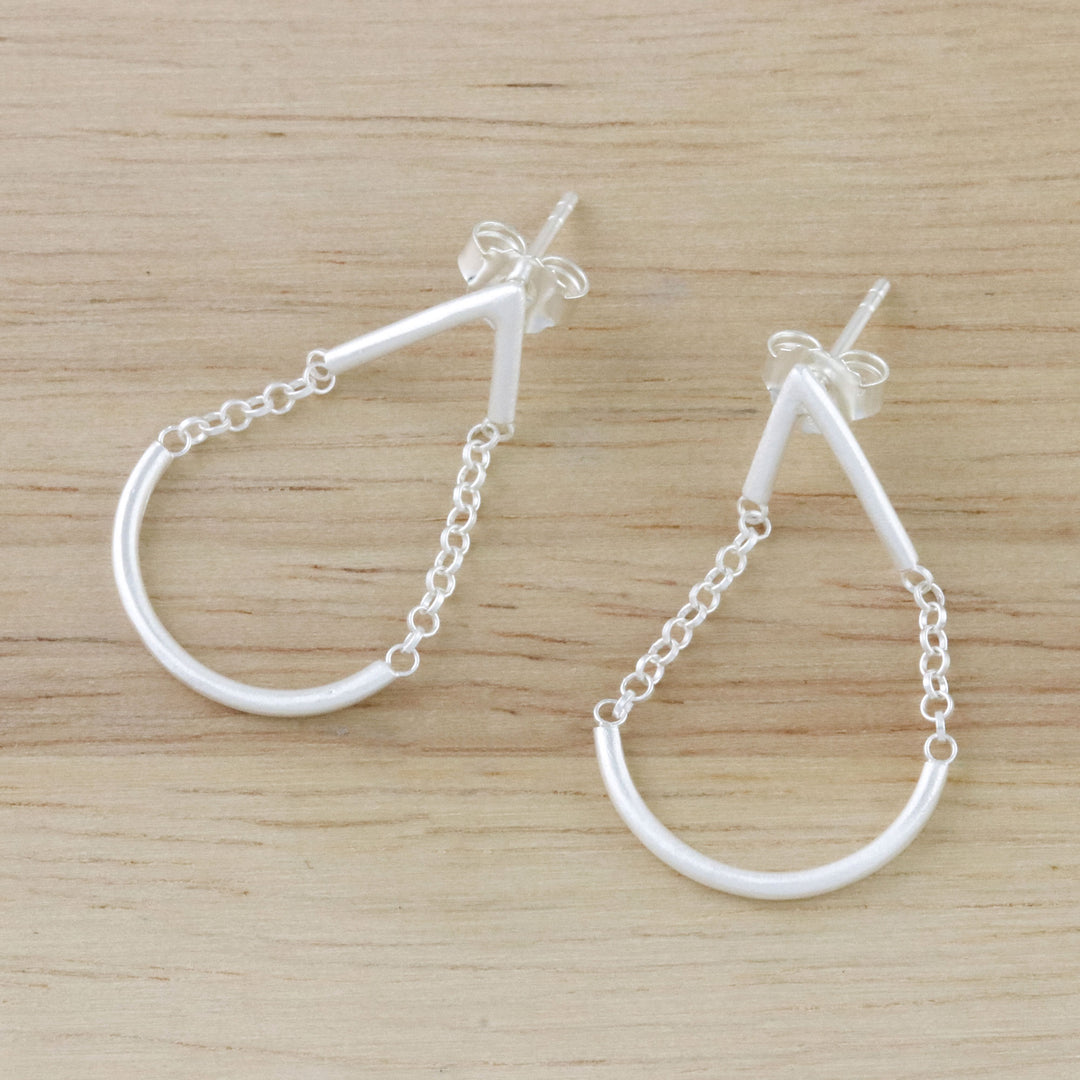 Sterling Silver Chain Dangle Earrings from Thailand - Swing Drop