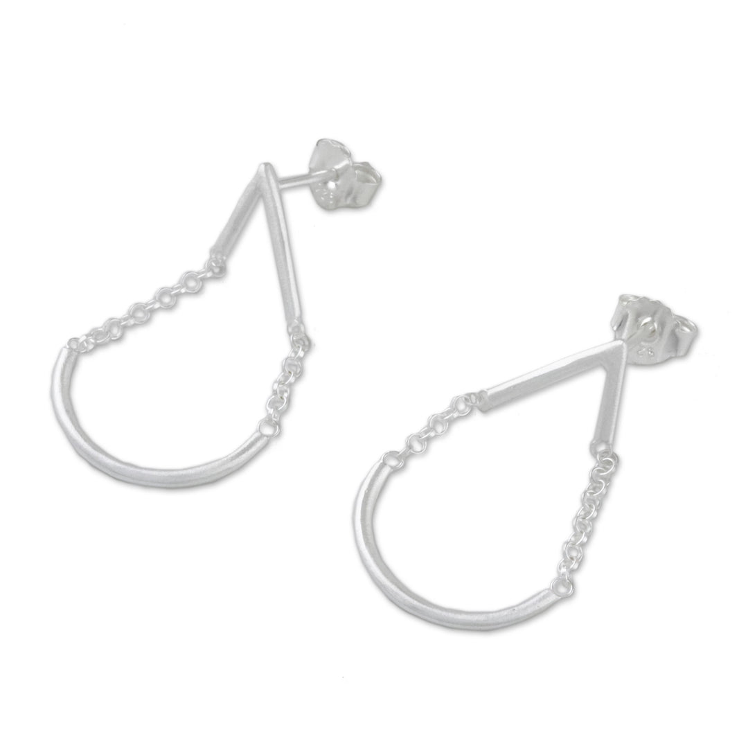 Sterling Silver Chain Dangle Earrings from Thailand - Swing Drop