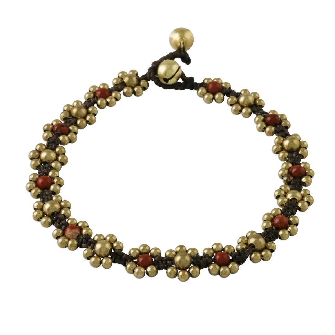 Jasper Adjustable Beaded Anklet from Thailand - Musical Dream