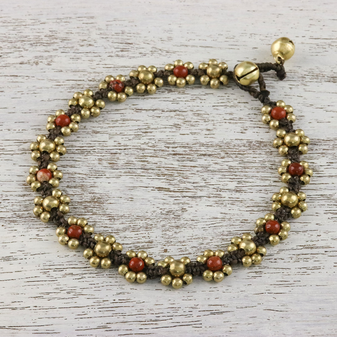Jasper Adjustable Beaded Anklet from Thailand - Musical Dream