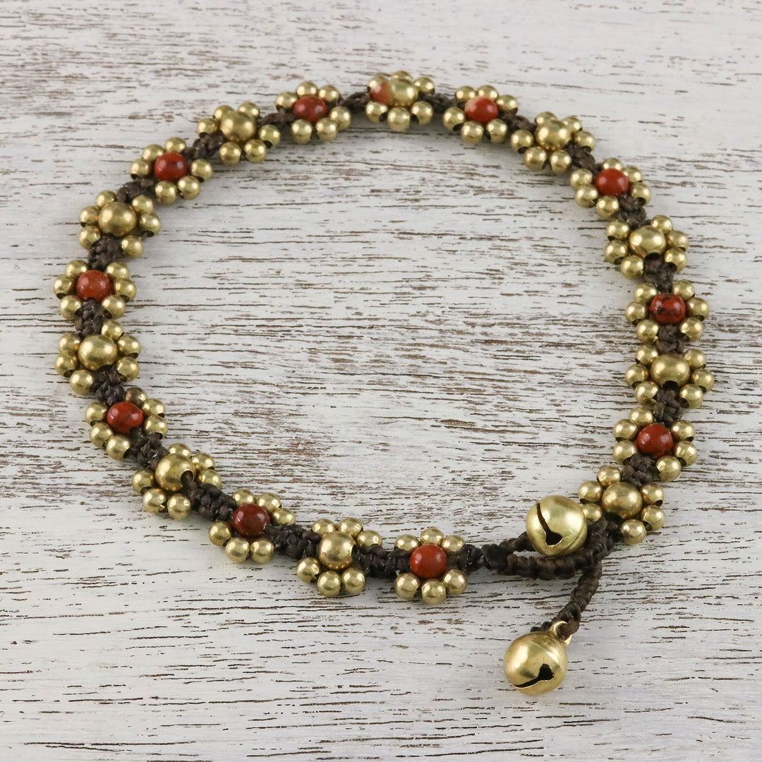 Jasper Adjustable Beaded Anklet from Thailand - Musical Dream