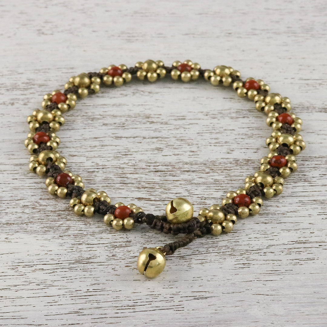 Jasper Adjustable Beaded Anklet from Thailand - Musical Dream