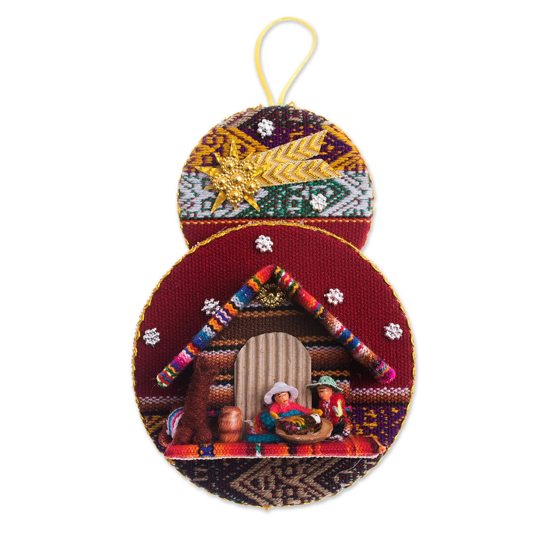 Handmade Fabric Nativity Scene Ornament from Peru - Nativity in the Andes