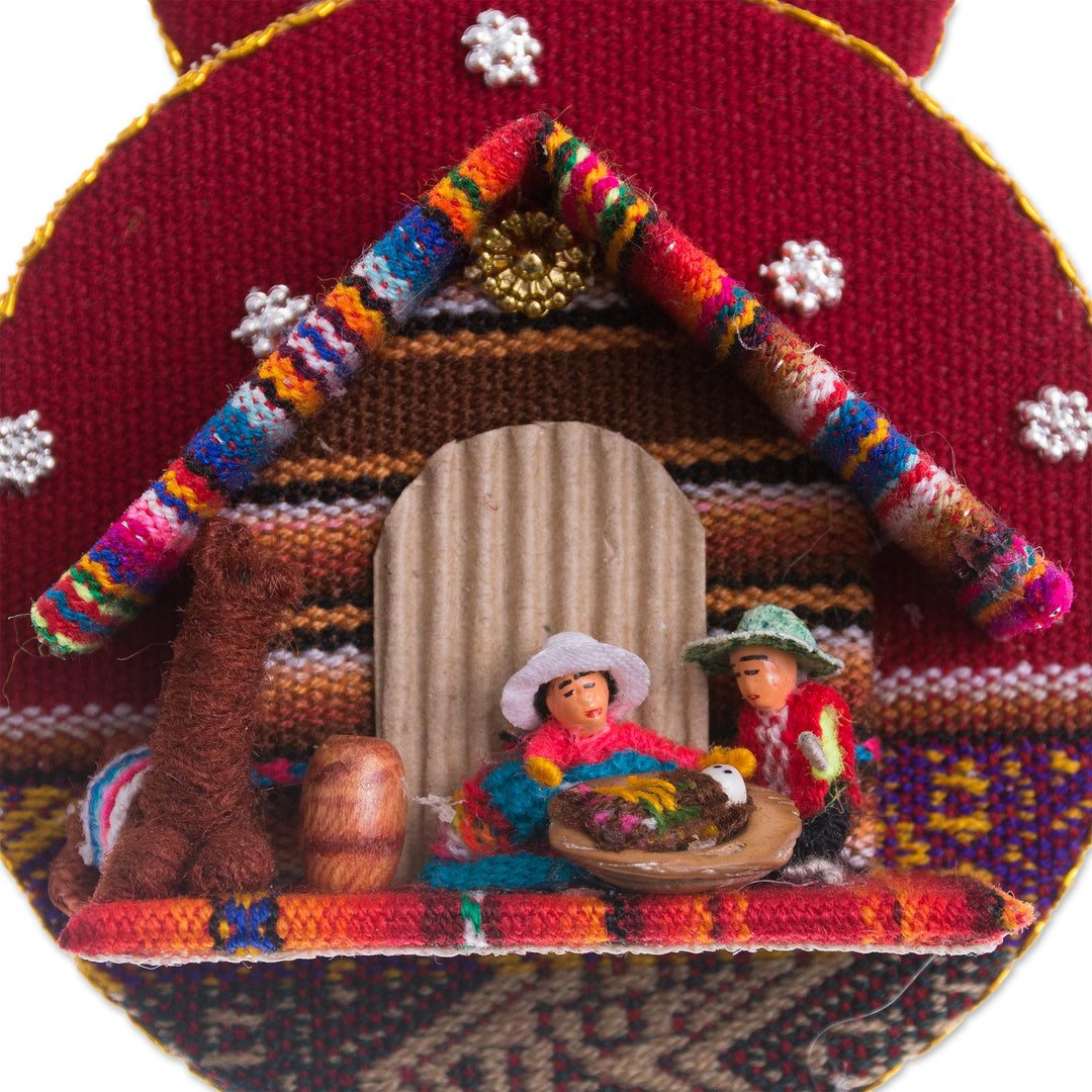 Handmade Fabric Nativity Scene Ornament from Peru - Nativity in the Andes