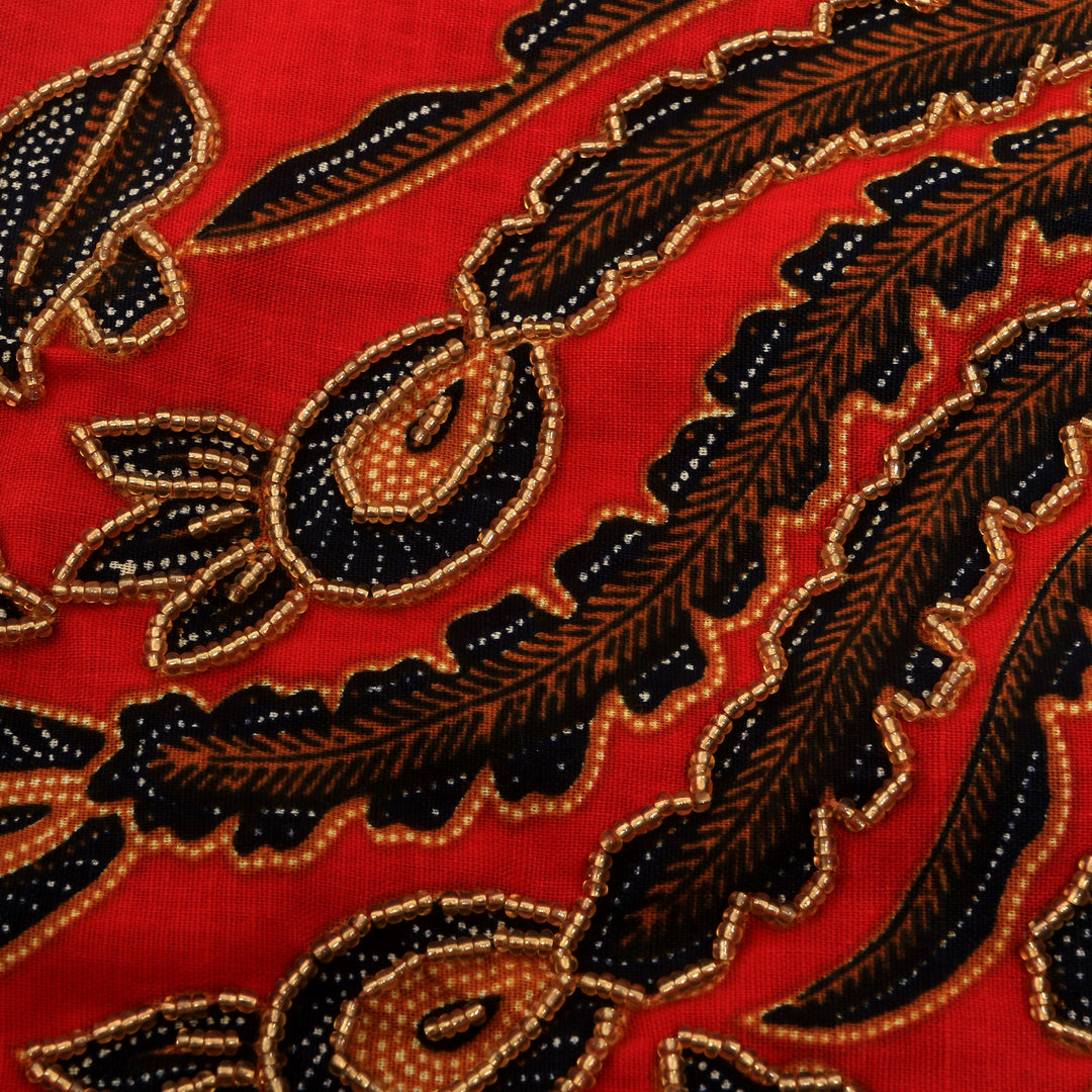 Floral Batik Cotton Stocking in Chili from Bali - Batik Holiday