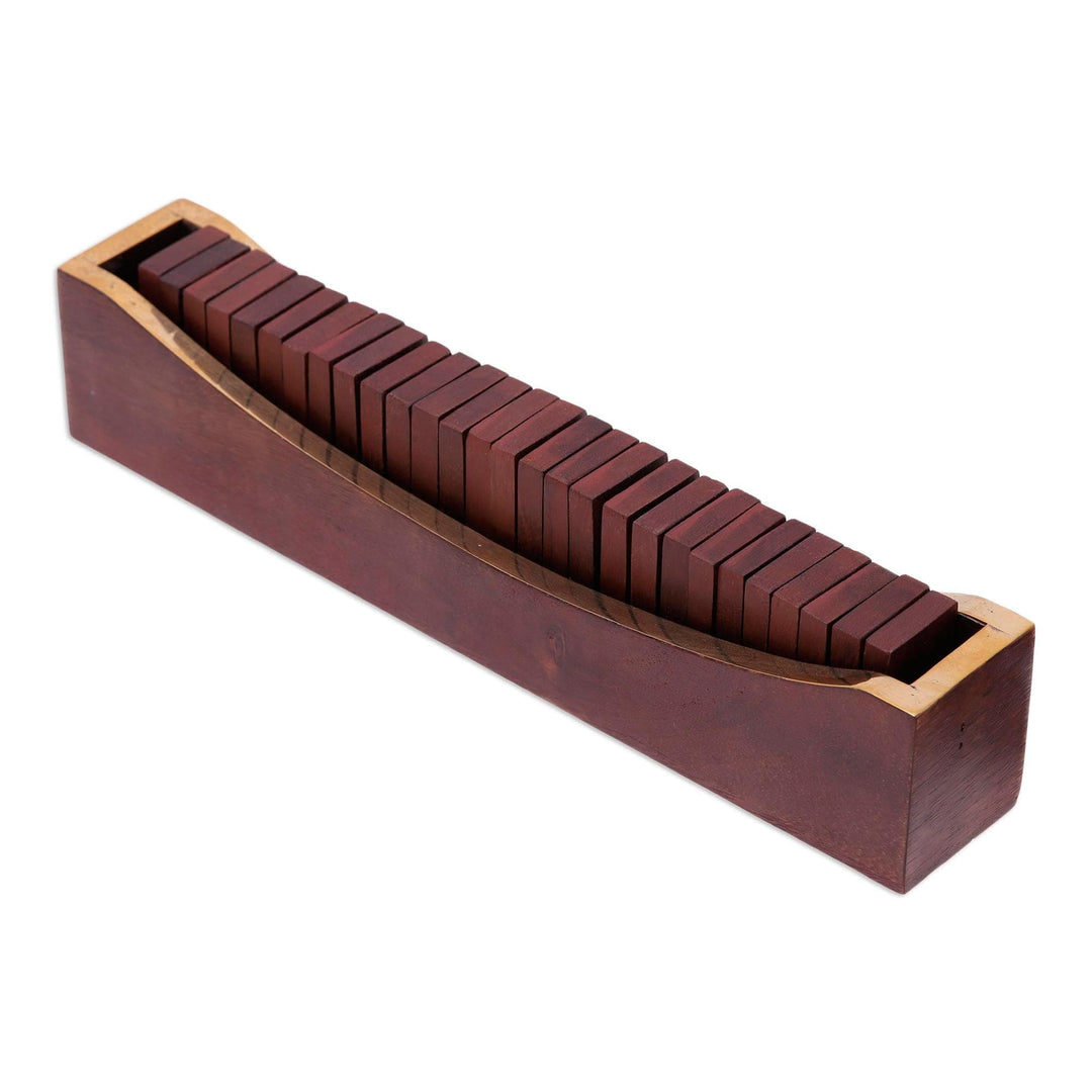 Beech Wood Classic Domino Set with Mango Wood Holder - Classic Entertainment