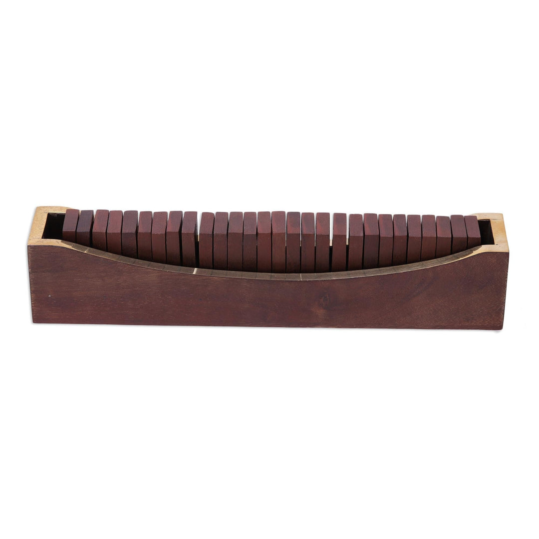 Beech Wood Classic Domino Set with Mango Wood Holder - Classic Entertainment