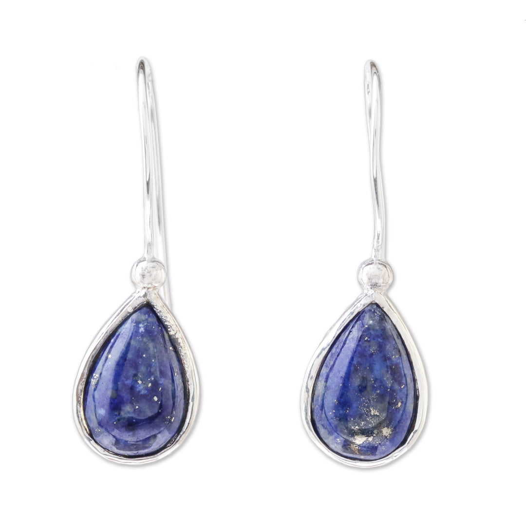 Lapis Lazuli and Sterling Silver Teardrop Drop Earrings - Galaxy Drops