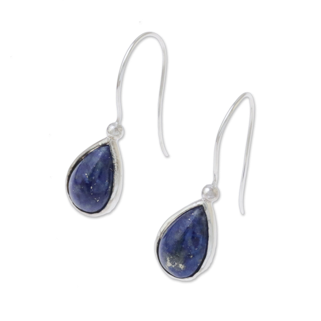 Lapis Lazuli and Sterling Silver Teardrop Drop Earrings - Galaxy Drops