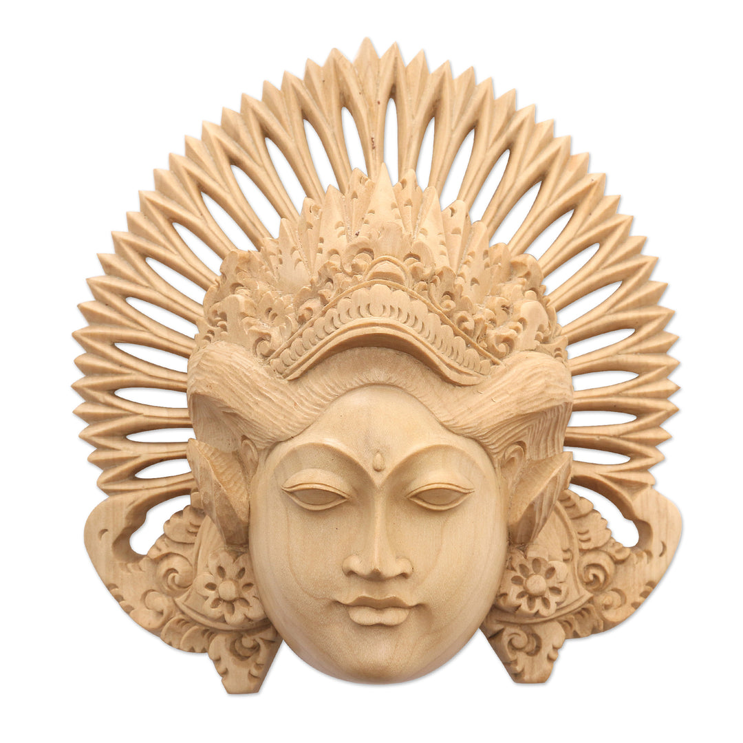 Hand-Carved Wood Mask of a Janger Dancer from Indonesia - Beautiful Janger