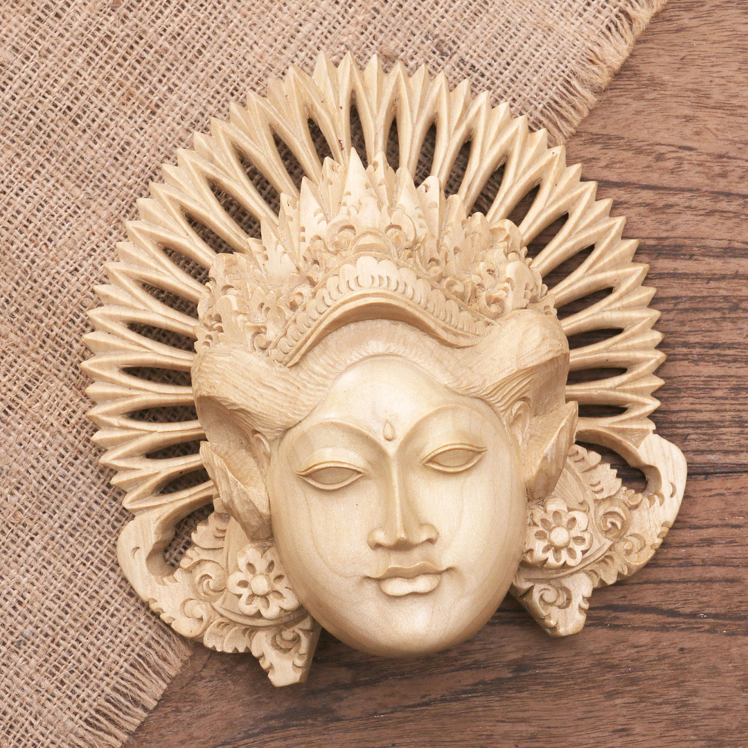 Hand-Carved Wood Mask of a Janger Dancer from Indonesia - Beautiful Janger