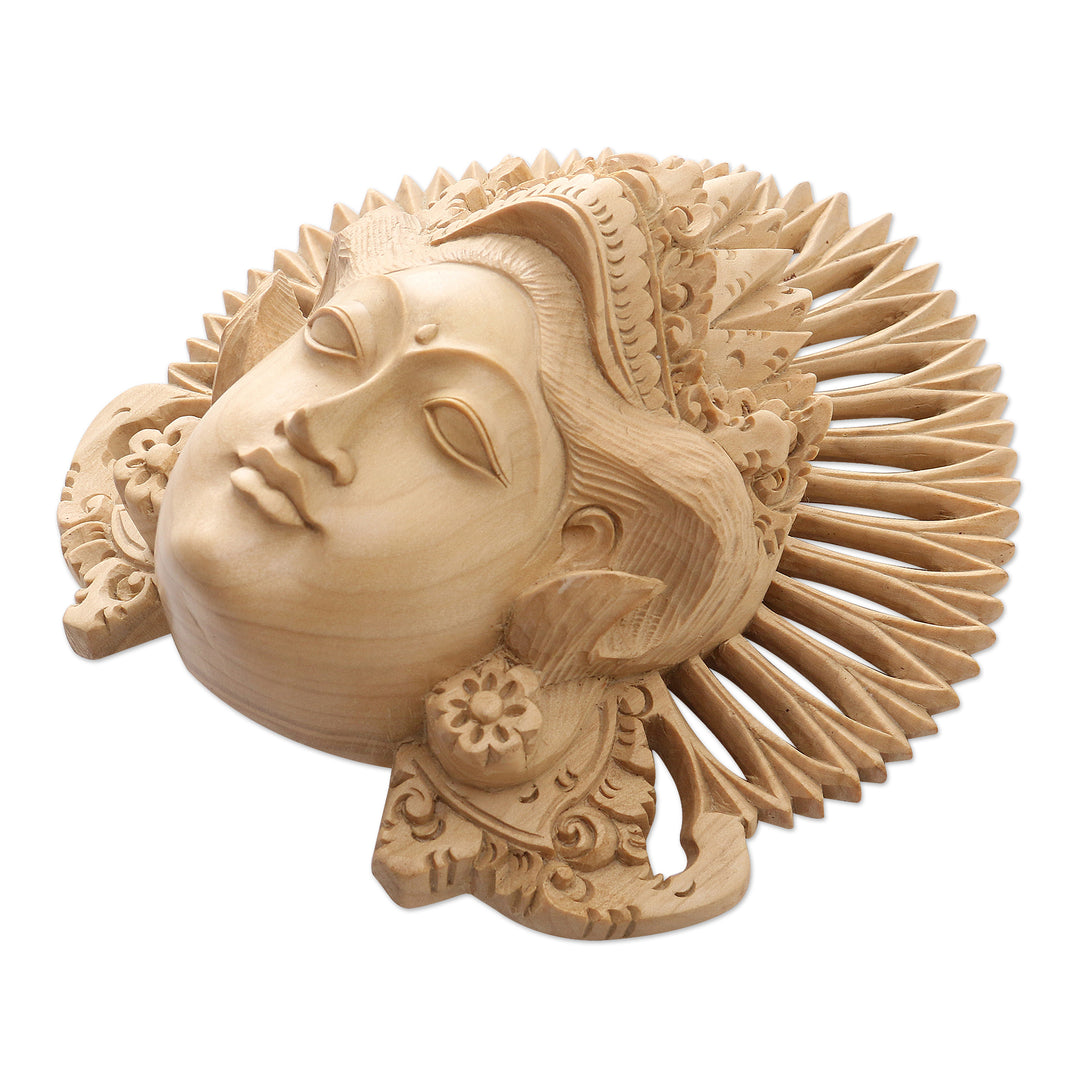 Hand-Carved Wood Mask of a Janger Dancer from Indonesia - Beautiful Janger