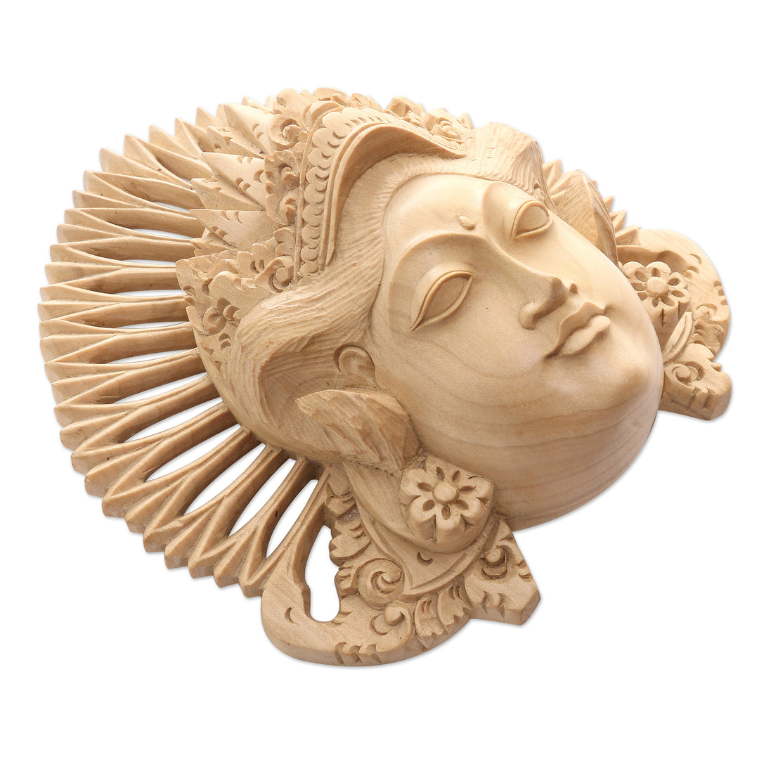 Hand-Carved Wood Mask of a Janger Dancer from Indonesia - Beautiful Janger