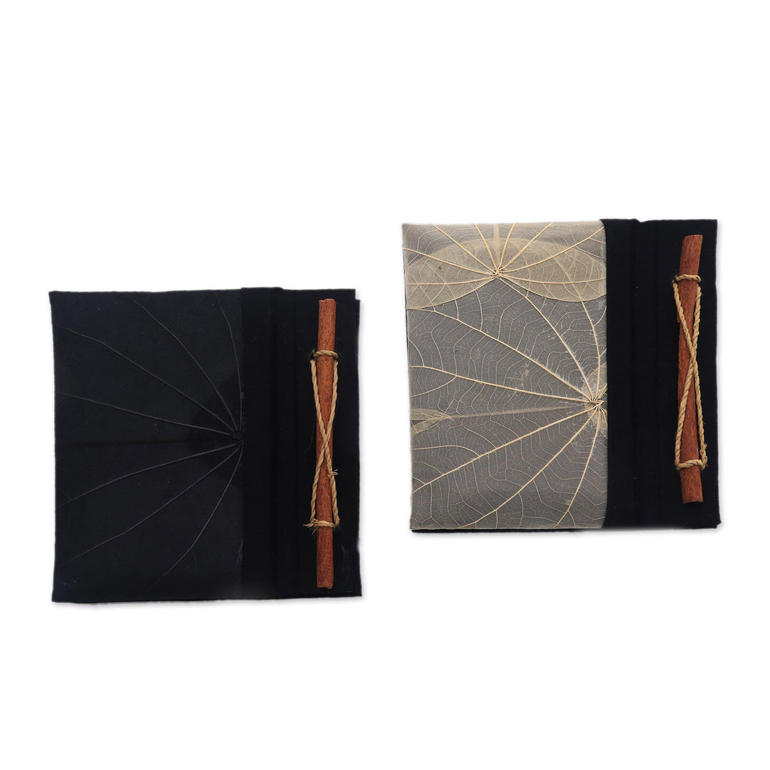 Handmade Banana Bark and Kupu-Kupu Leaf Notebook (Pair) - Autumn Scribble