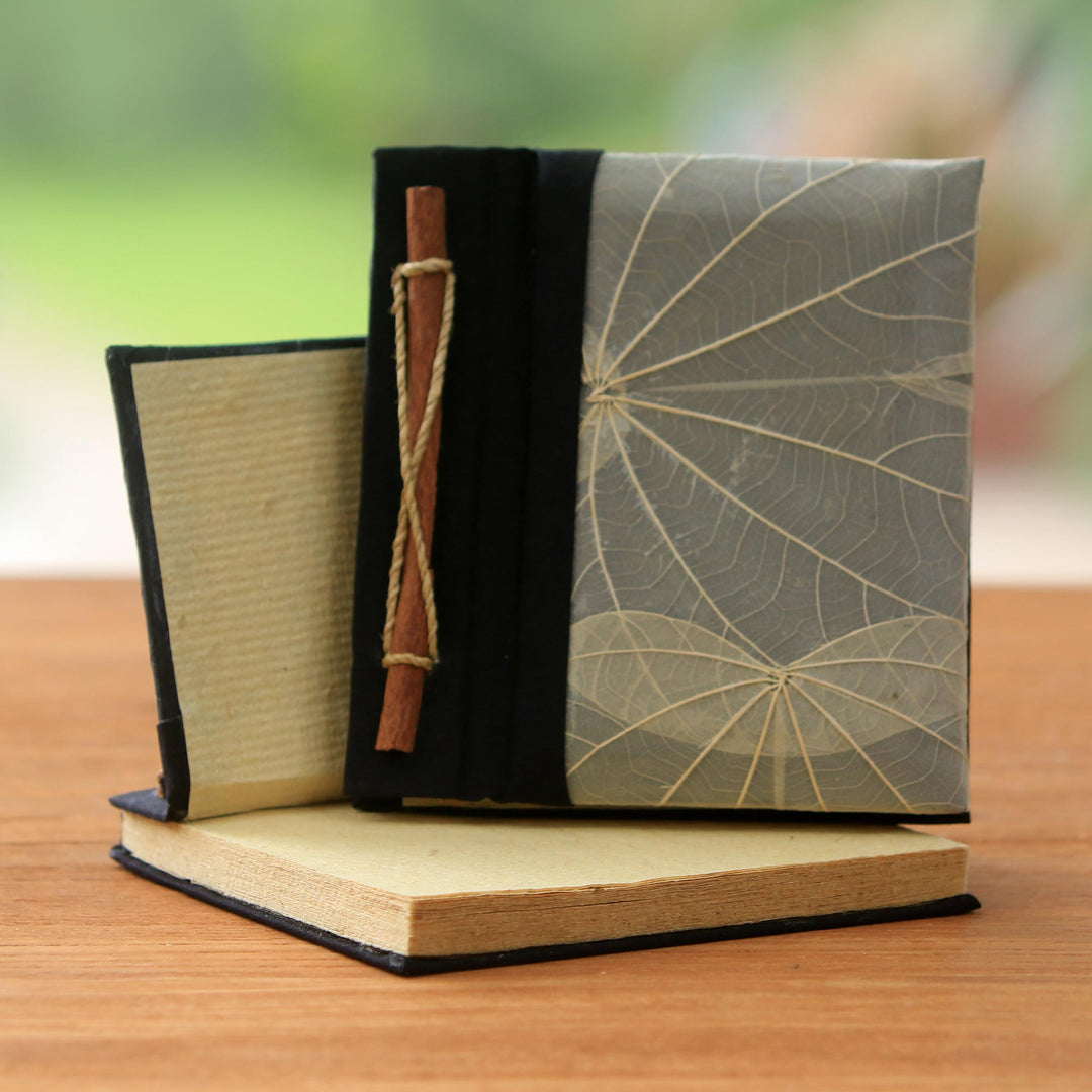 Handmade Banana Bark and Kupu-Kupu Leaf Notebook (Pair) - Autumn Scribble