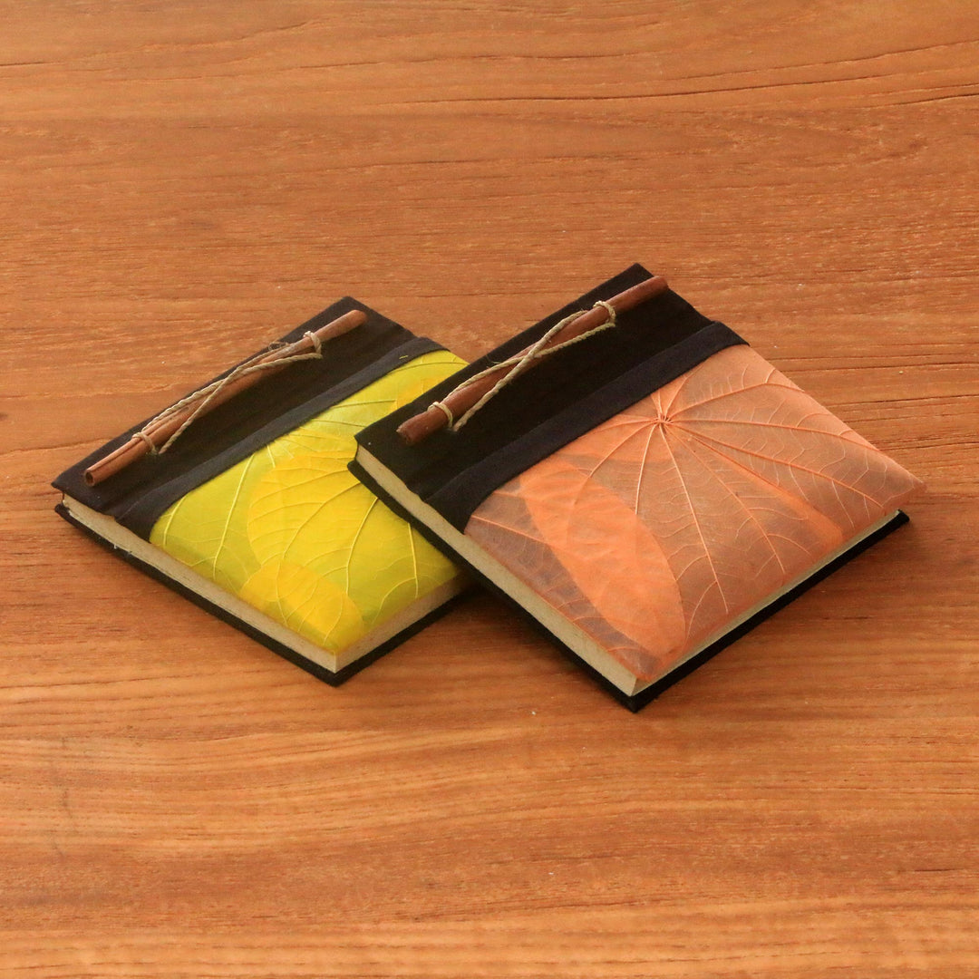 Orange and Yellow Kupu-Kupu Leaf Journals from Bali (Pair) - Orange and Yellow Kupu-Kupu