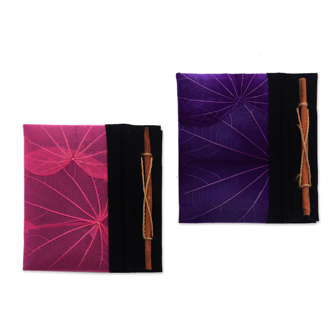 Pink and Purple Kupu-Kupu Leaf Journals from Bali (Pair) - Pink and Purple Kupu-Kupu