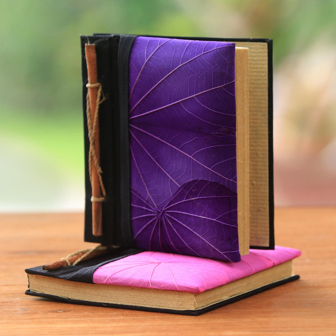 Pink and Purple Kupu-Kupu Leaf Journals from Bali (Pair) - Pink and Purple Kupu-Kupu