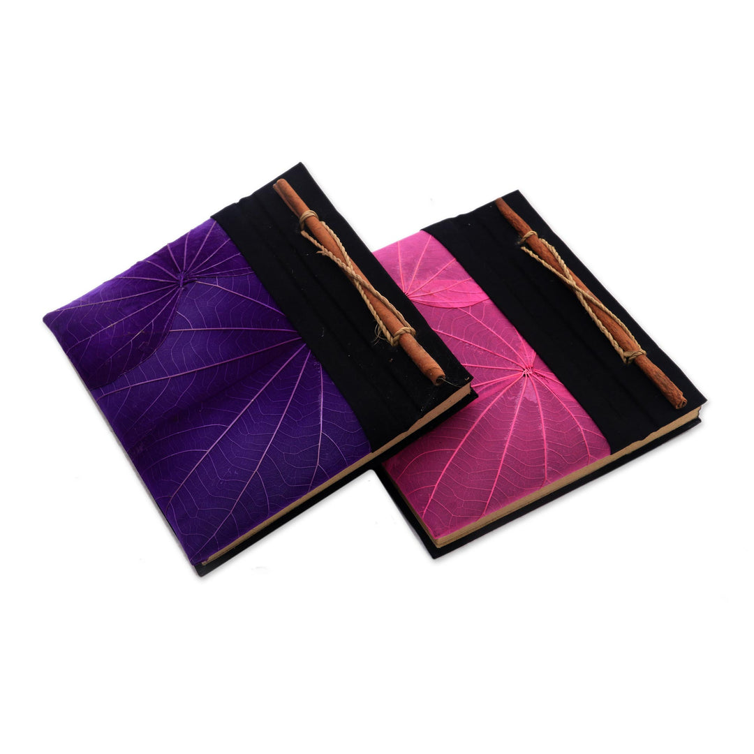 Pink and Purple Kupu-Kupu Leaf Journals from Bali (Pair) - Pink and Purple Kupu-Kupu