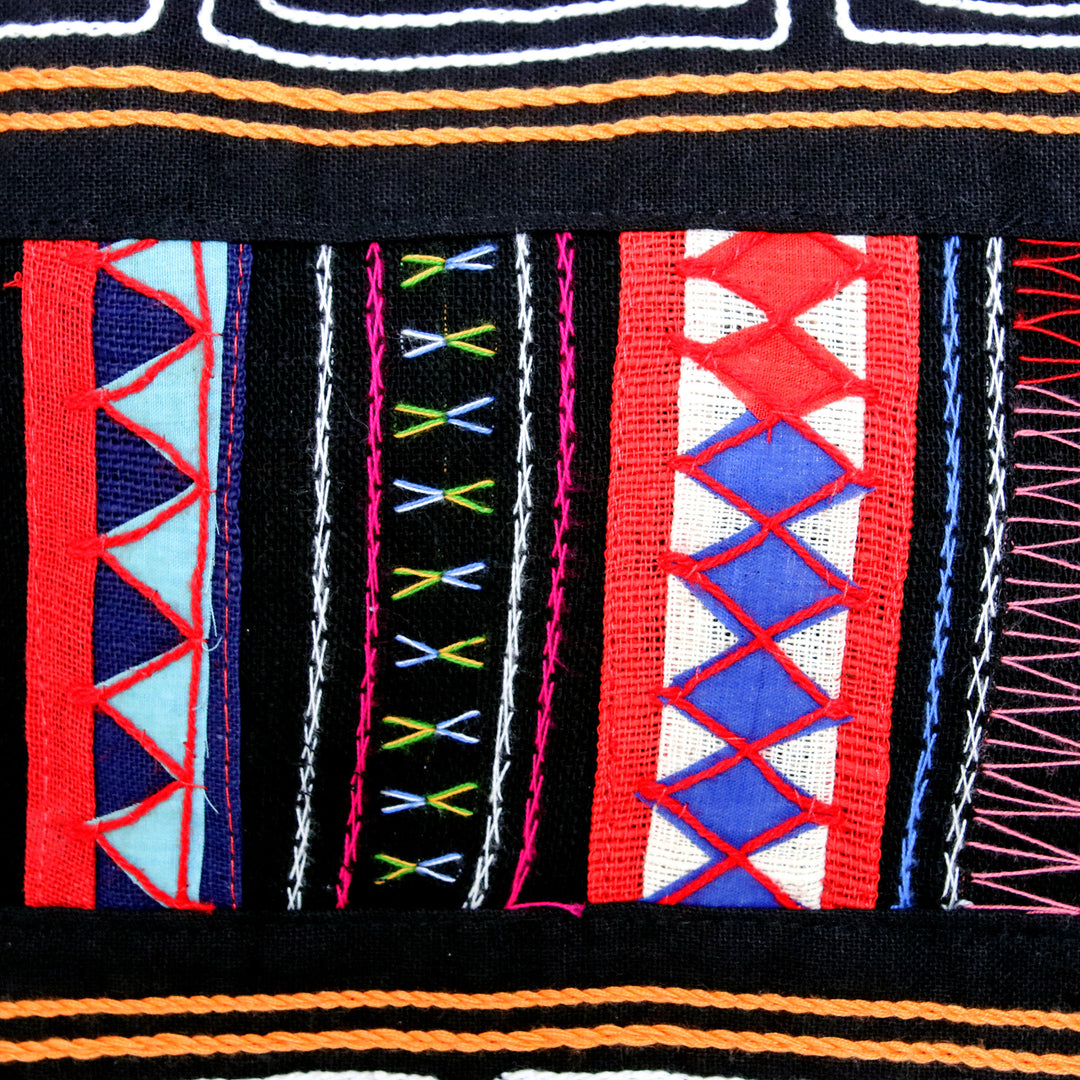 Thai Multicolored Cotton Shoulder Bag with Geometric Motif - Mesmerizing Thai