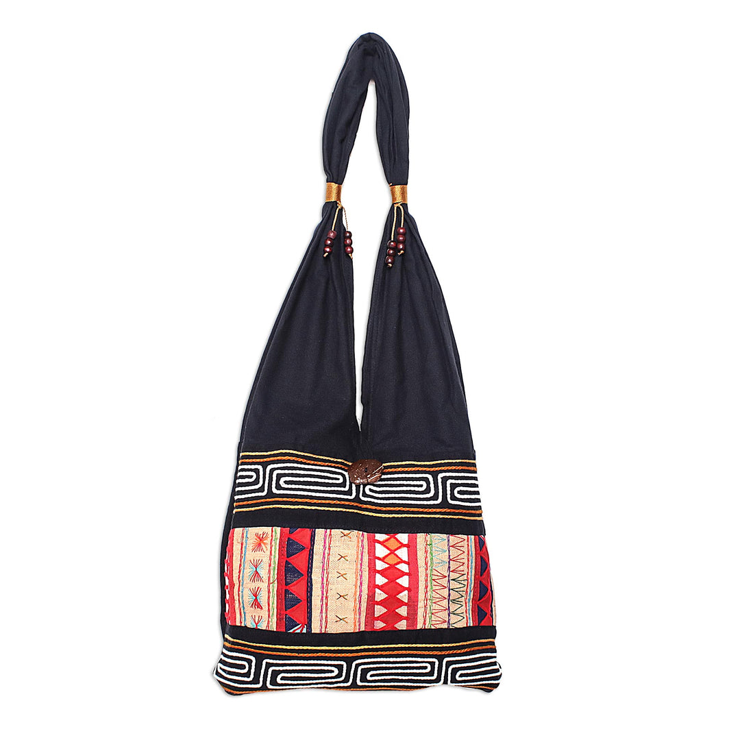 Hill Tribe-Style Cotton Shoulder Bag from Thailand - Earth Love