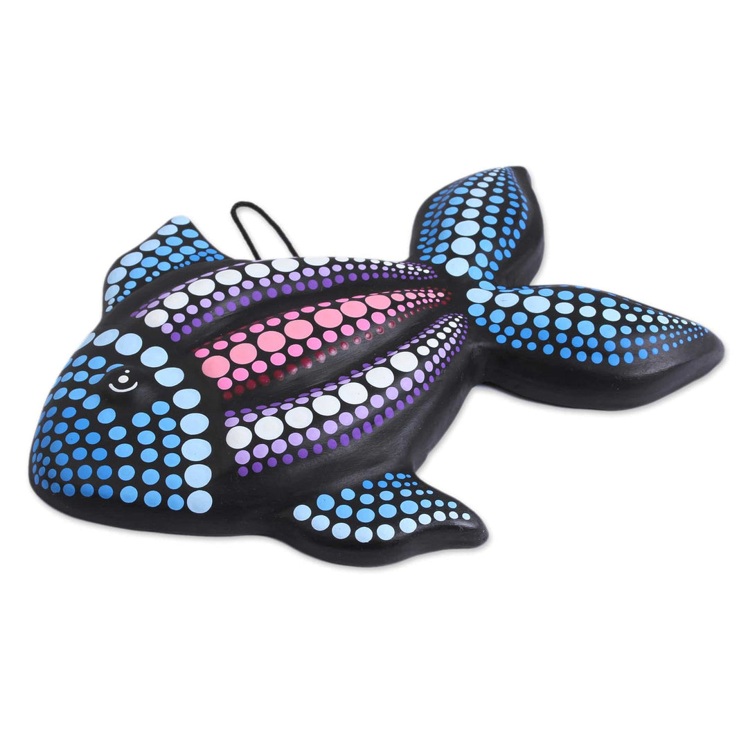 Hand-Painted Ceramic Fish Wall Art from Mexico - Black Fish