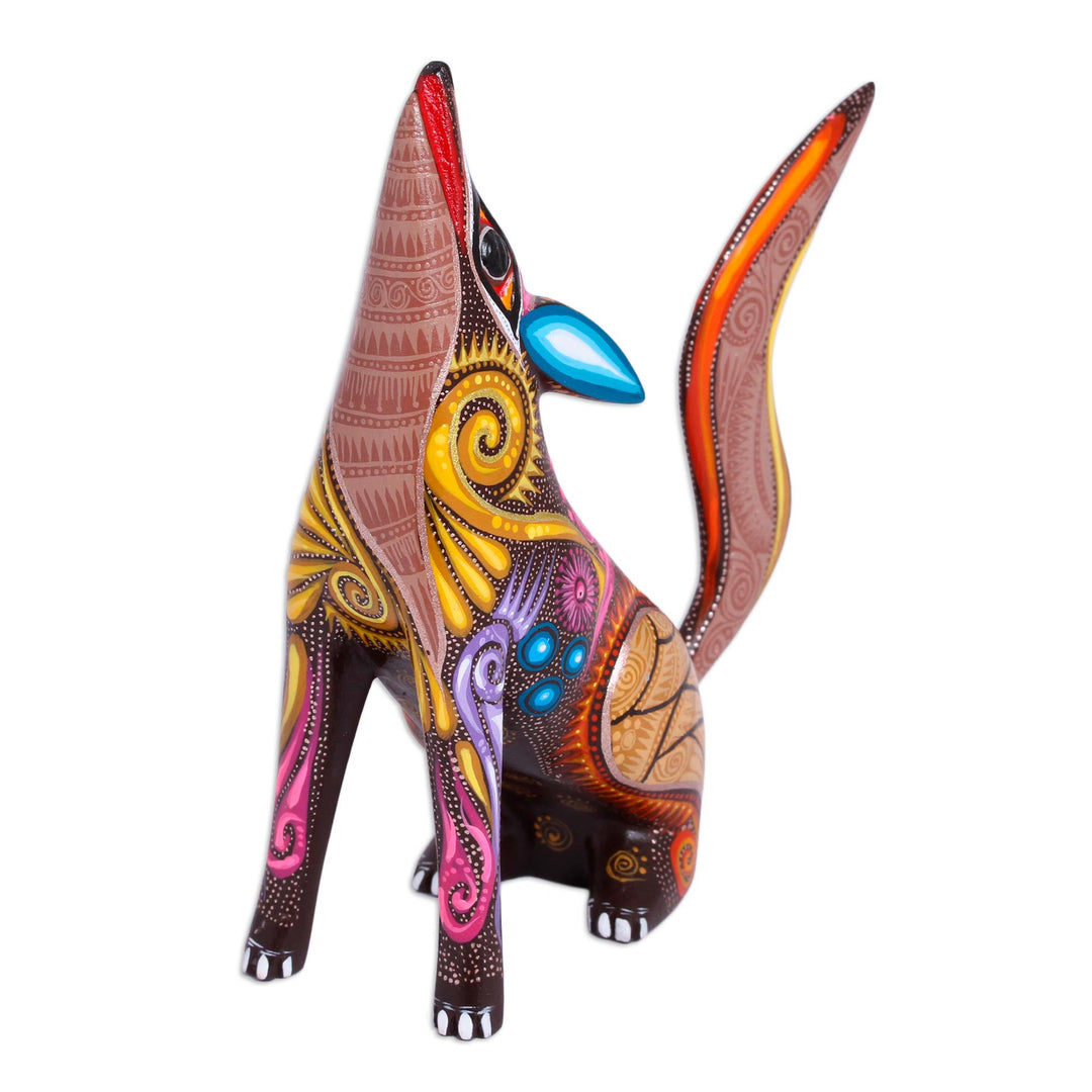 Colorful Copal Wood Alebrije Coyote Figurine from Mexico - Mystical Coyote