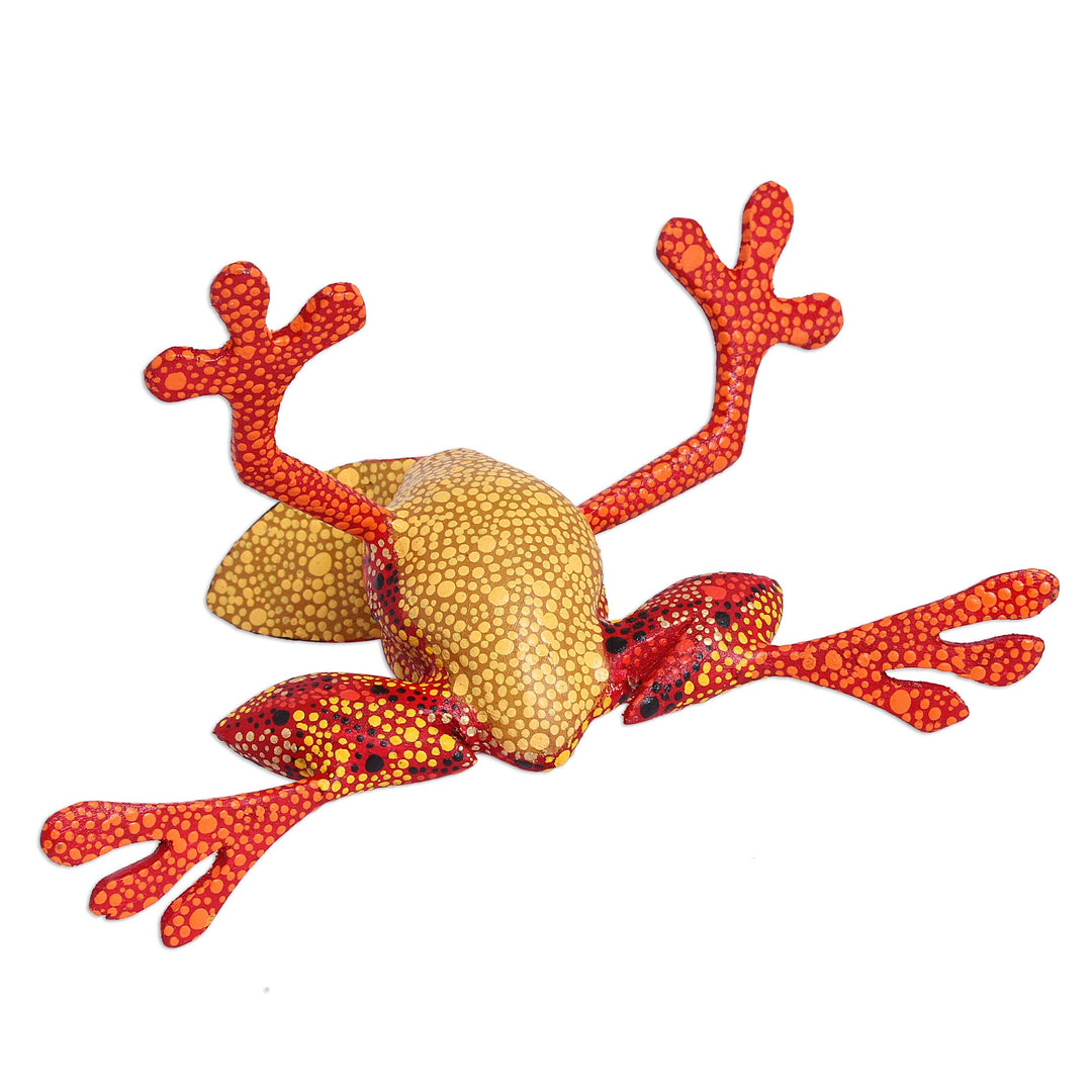 Wood Alebrije Tree Frog Sculpture from Mexico - Lithe Tree Frog