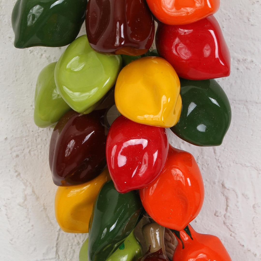 Ceramic Habanero Pepper Decorative Ristra from Mexico - Habanero Bunch