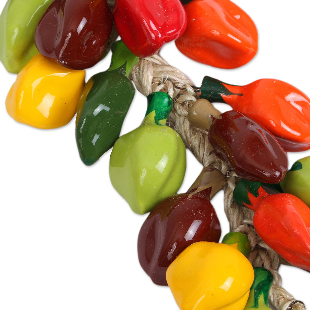 Ceramic Habanero Pepper Decorative Ristra from Mexico - Habanero Bunch