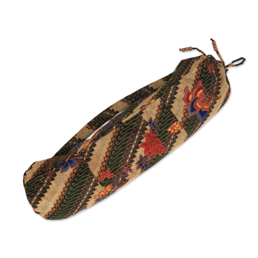 Batik Cotton Yoga Bag with Parang Motifs from Bali - Sekar Pisang