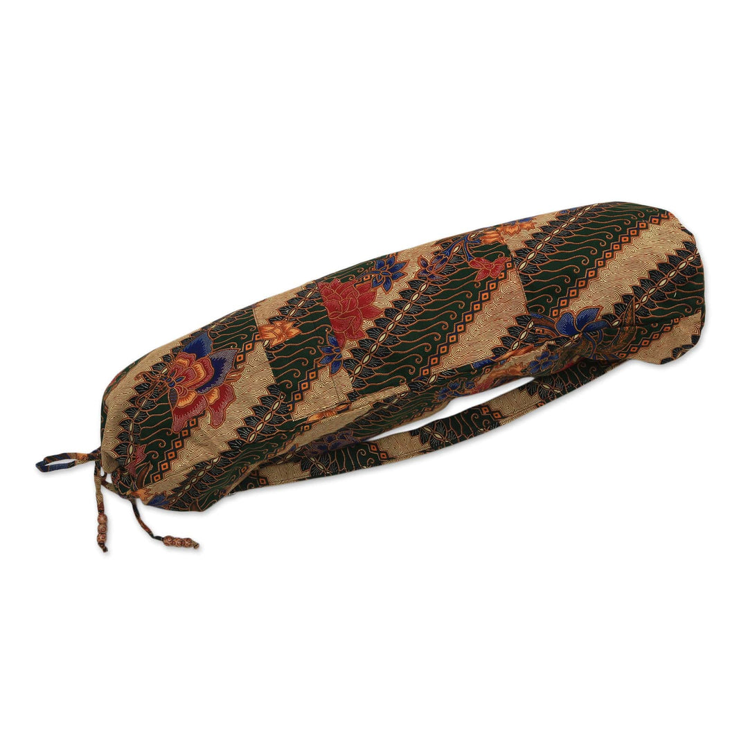 Batik Cotton Yoga Bag with Parang Motifs from Bali - Sekar Pisang