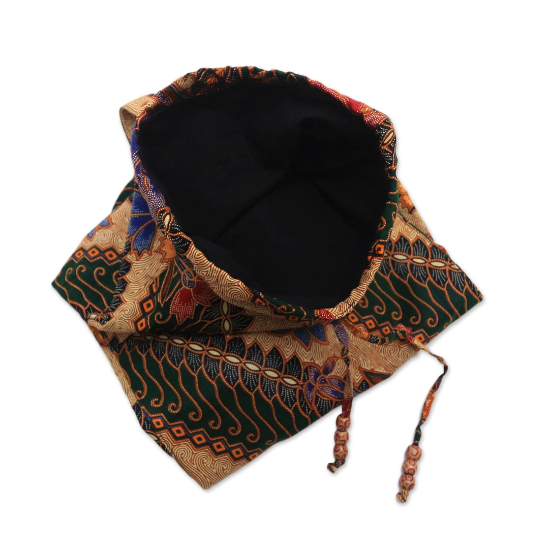 Batik Cotton Yoga Bag with Parang Motifs from Bali - Sekar Pisang