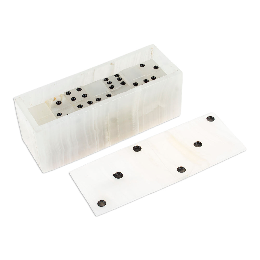 Ivory Onyx Domino Set from Mexico (6 Inch) - Relaxing Game