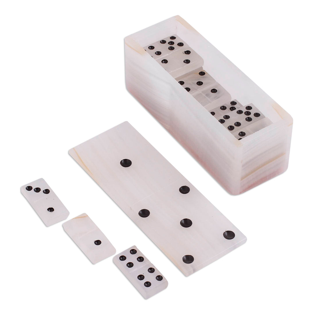 Ivory Onyx Domino Set from Mexico (6 Inch) - Relaxing Game