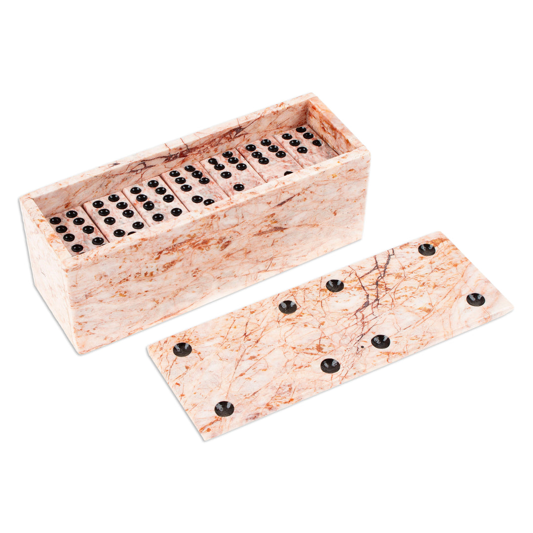 Pink Marble Domino Set from Mexico - Chance and Skill