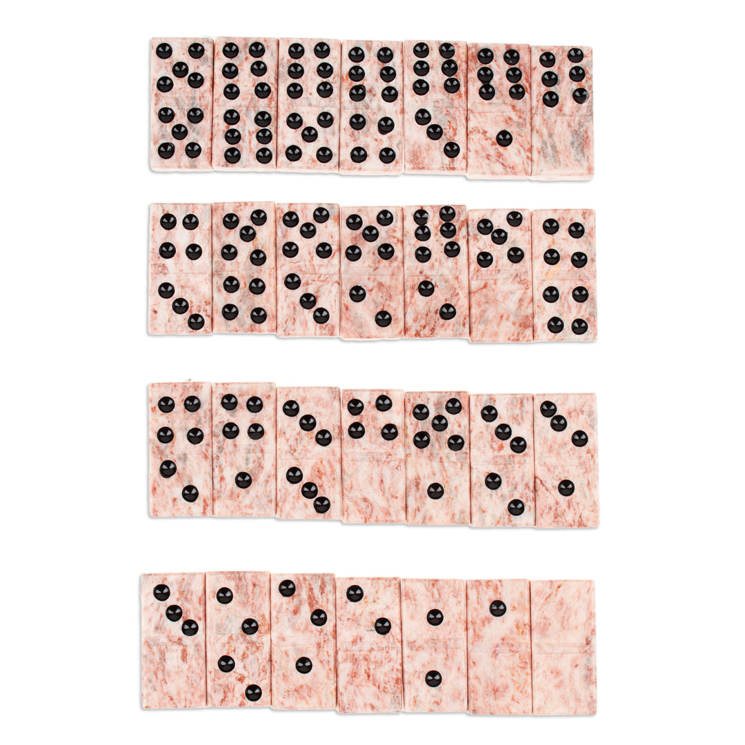 Pink Marble Domino Set from Mexico - Chance and Skill