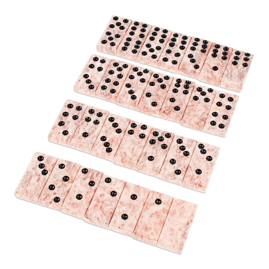 Pink Marble Domino Set from Mexico - Chance and Skill