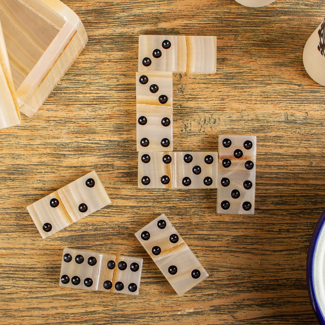Beige Onyx Domino Set from Mexico - Never Lose